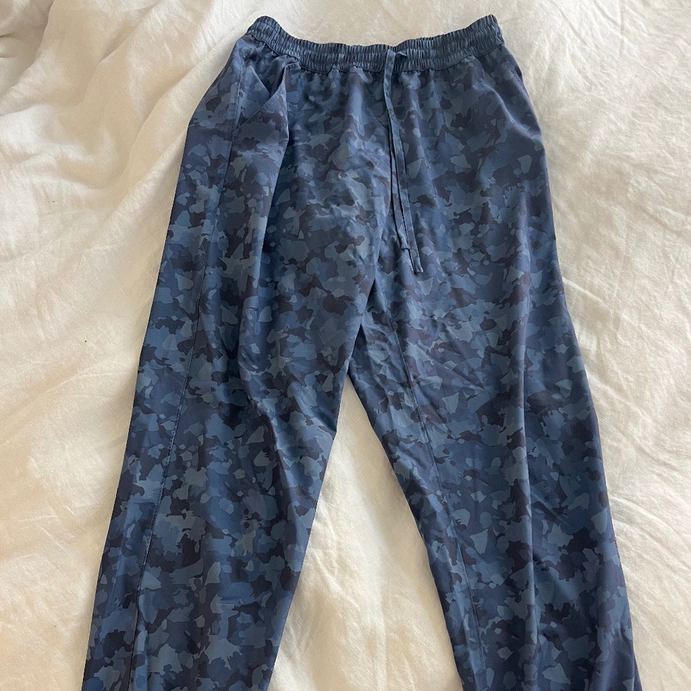 Blue Camouflage Print Athletic Joggers